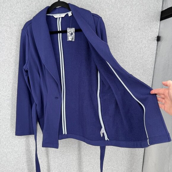 Isaac Mizrahi Belted Unstructured Sweater Blazer Jacket Size M Blue Shawl NWOT - Picture 2 of 11